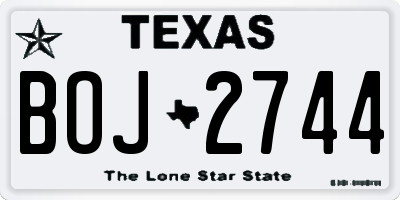 TX license plate BOJ2744