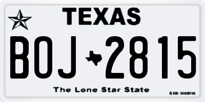 TX license plate BOJ2815