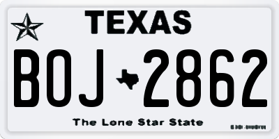 TX license plate BOJ2862