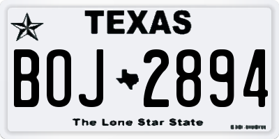 TX license plate BOJ2894