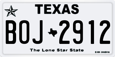 TX license plate BOJ2912