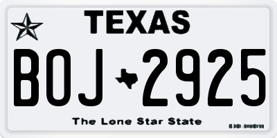 TX license plate BOJ2925