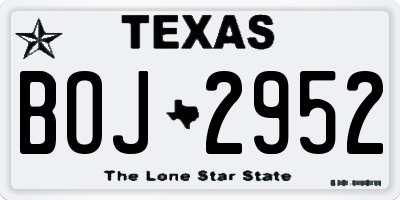 TX license plate BOJ2952