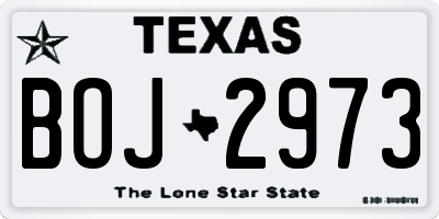 TX license plate BOJ2973