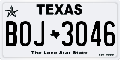 TX license plate BOJ3046
