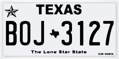 TX license plate BOJ3127
