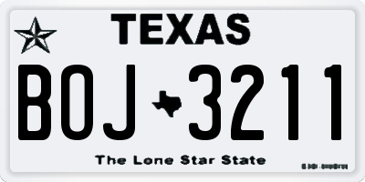 TX license plate BOJ3211