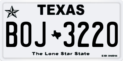 TX license plate BOJ3220