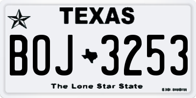 TX license plate BOJ3253