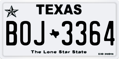 TX license plate BOJ3364