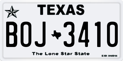TX license plate BOJ3410
