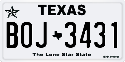 TX license plate BOJ3431