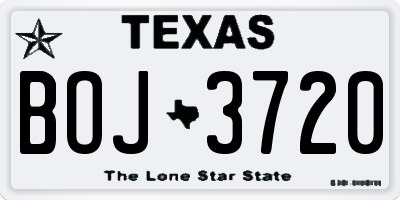 TX license plate BOJ3720