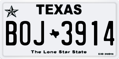 TX license plate BOJ3914