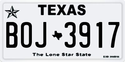TX license plate BOJ3917