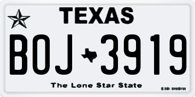 TX license plate BOJ3919