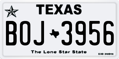 TX license plate BOJ3956