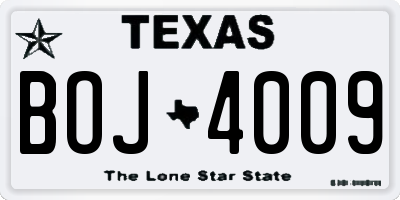 TX license plate BOJ4009