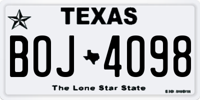 TX license plate BOJ4098