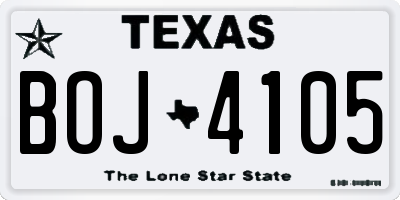 TX license plate BOJ4105