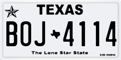 TX license plate BOJ4114