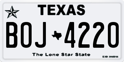 TX license plate BOJ4220