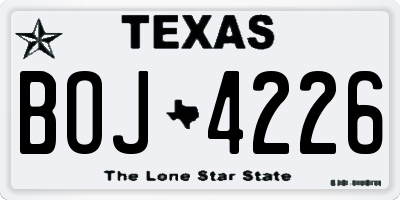 TX license plate BOJ4226