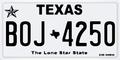 TX license plate BOJ4250