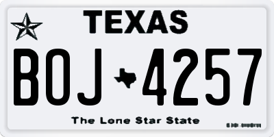 TX license plate BOJ4257