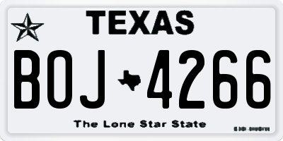 TX license plate BOJ4266