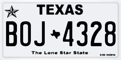 TX license plate BOJ4328