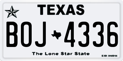 TX license plate BOJ4336