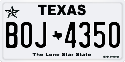 TX license plate BOJ4350