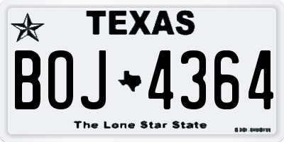 TX license plate BOJ4364