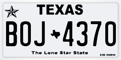 TX license plate BOJ4370