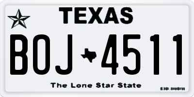 TX license plate BOJ4511