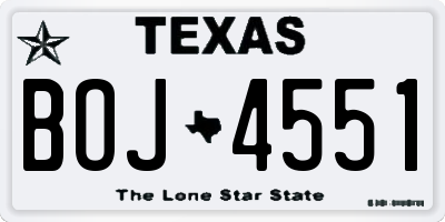 TX license plate BOJ4551