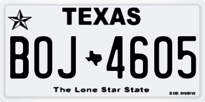 TX license plate BOJ4605