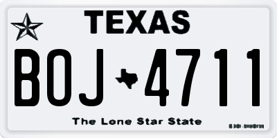 TX license plate BOJ4711