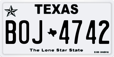 TX license plate BOJ4742