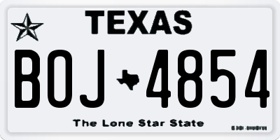 TX license plate BOJ4854
