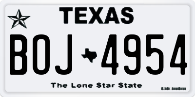 TX license plate BOJ4954