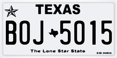 TX license plate BOJ5015