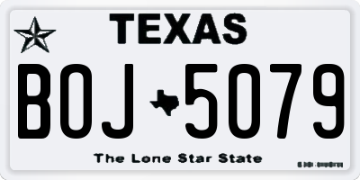 TX license plate BOJ5079