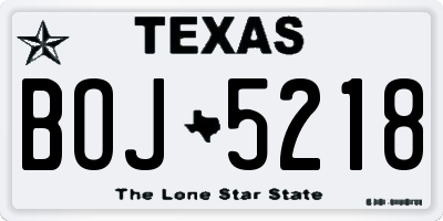 TX license plate BOJ5218