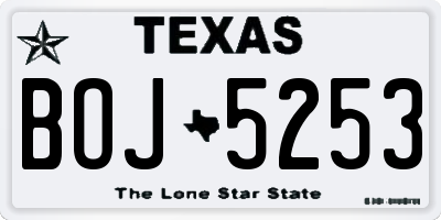 TX license plate BOJ5253