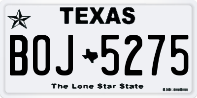 TX license plate BOJ5275