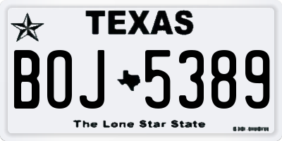 TX license plate BOJ5389