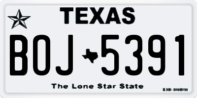TX license plate BOJ5391