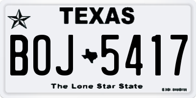 TX license plate BOJ5417